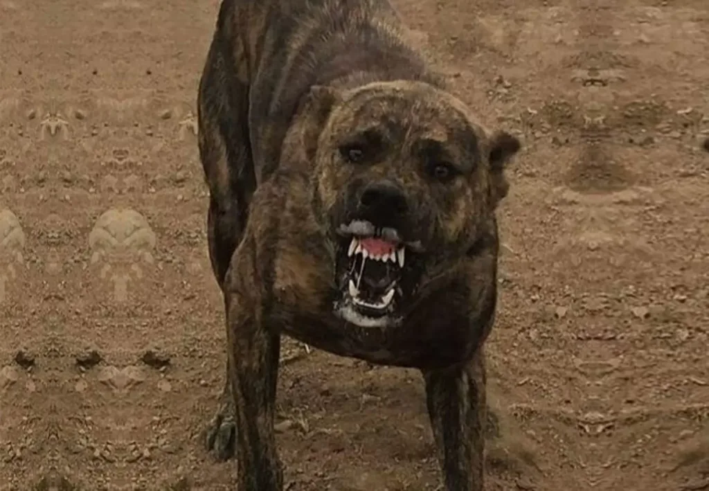 Dogo Sardesco Dog barking on stranger